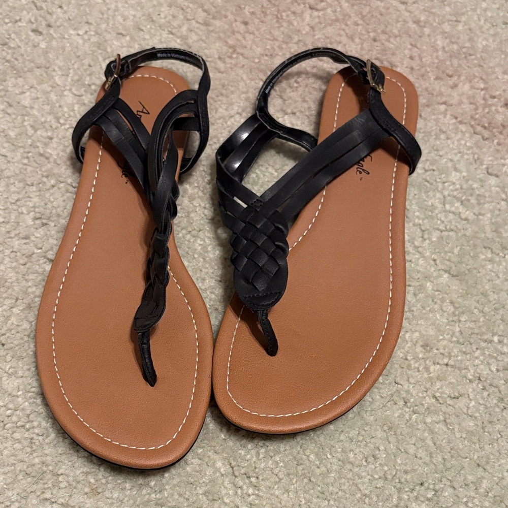 Black and Tan Braided Sandals